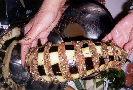 eggplant kebob before cooking